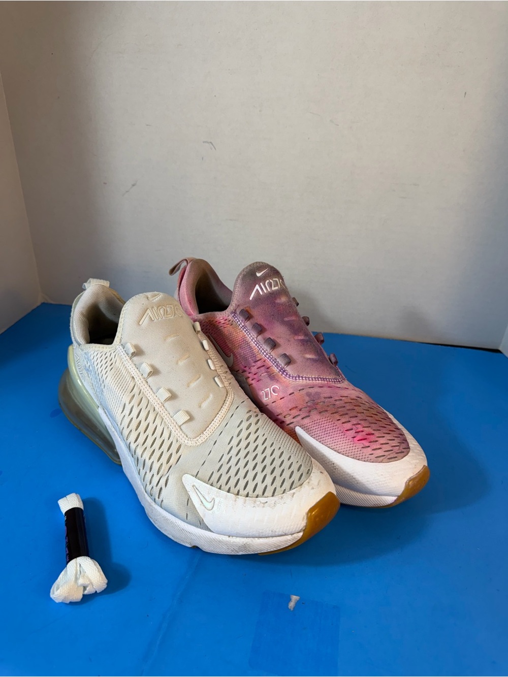 Nike Women’s Air 270 Asymmetric Running Shoes - Cream & Pink Ombre